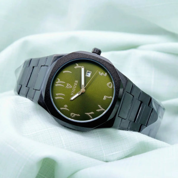Viguer Black Watch Arabic Number Dark Green Dial